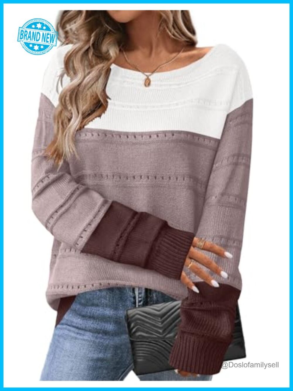 Crochet Off Shoulder Sweater Women Loose Knit Pullover Boat Neck